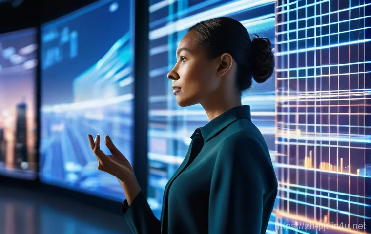 PM의 필수 비즈니스 스킬 - **Prompt:** "A highly focused female product manager, mid-30s, with a determined expression, stands ...