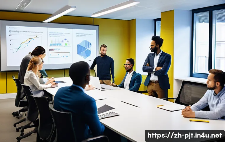 프로젝트 관리에서의 컨플릭트 해결법 - **Image Prompt: "Constructive Collision: The Birth of Innovation"**
    A diverse team of profession...